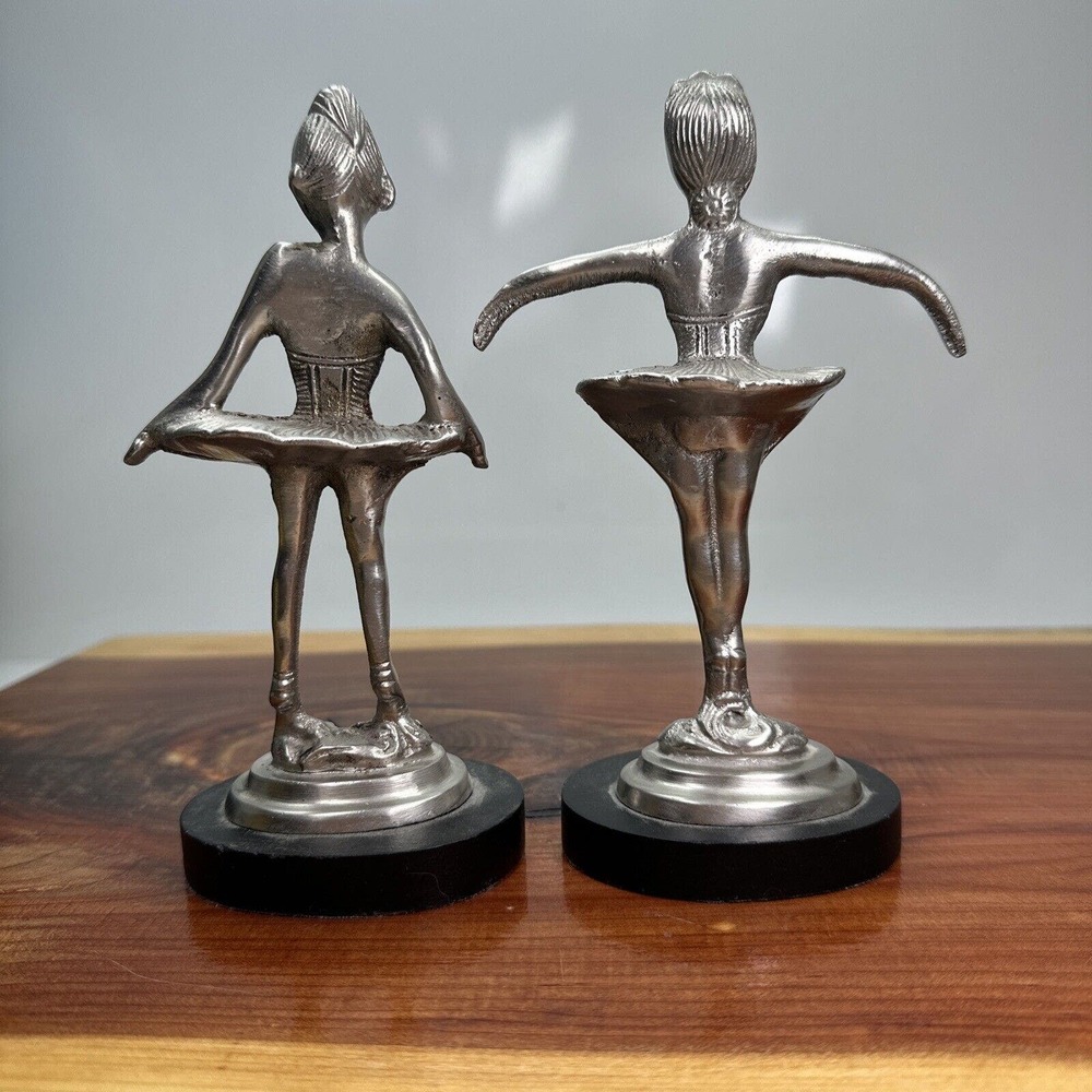 Detailed Ballerina 6" Pewter Figurines Set Of Two (2) Mantle Desktop Paperweight - Picture 2 of 5